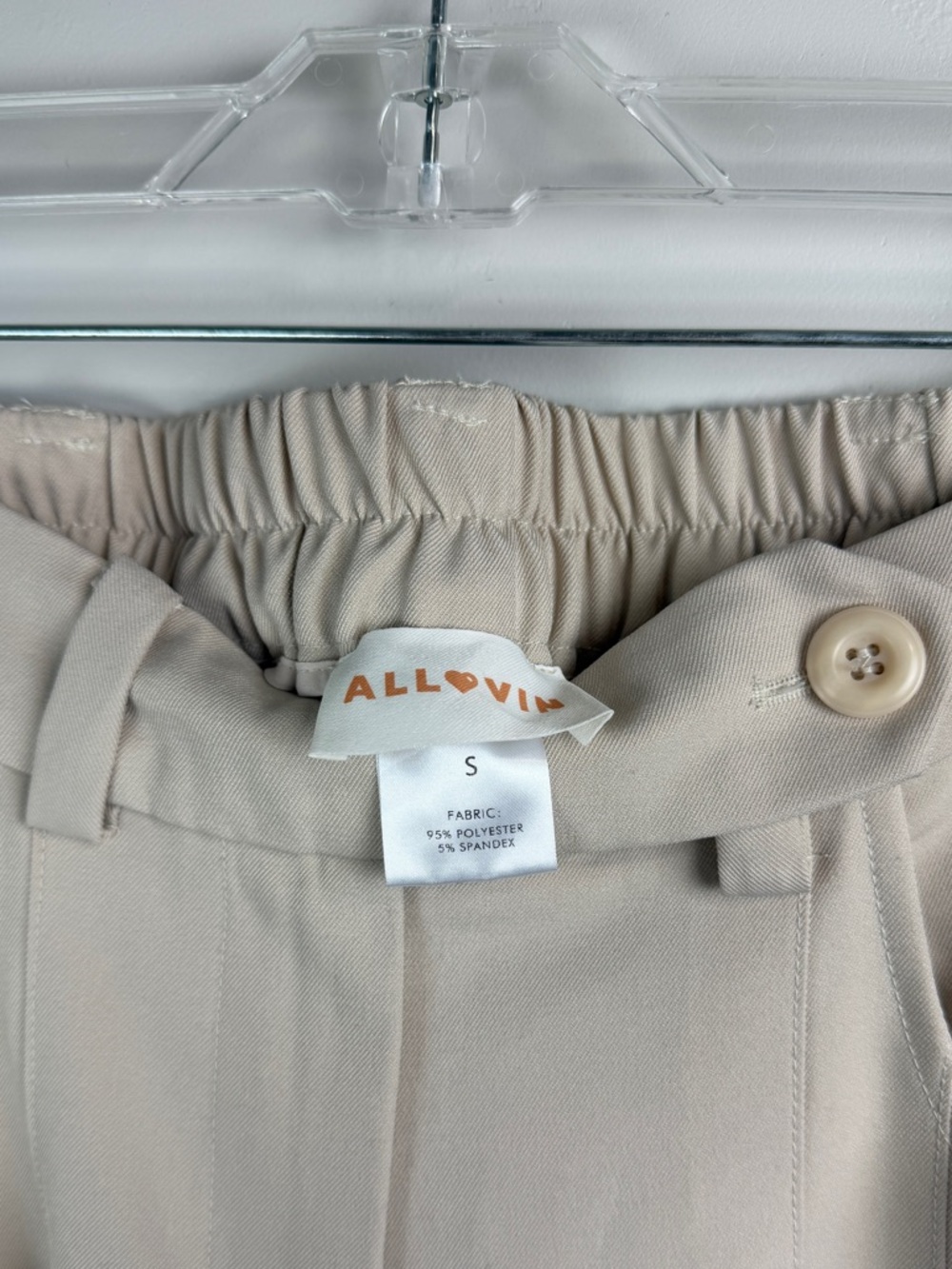 Allovin Beige High Waist Pleated Wide Leg Trousers Small - Picture 4 of 5